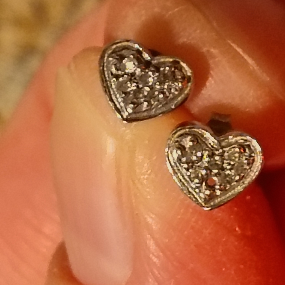 Sterling Silver Heart Stud Earrings.